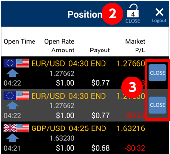 Close posisi yang telah Anda purchase secara manual sebelum time expiry (end)